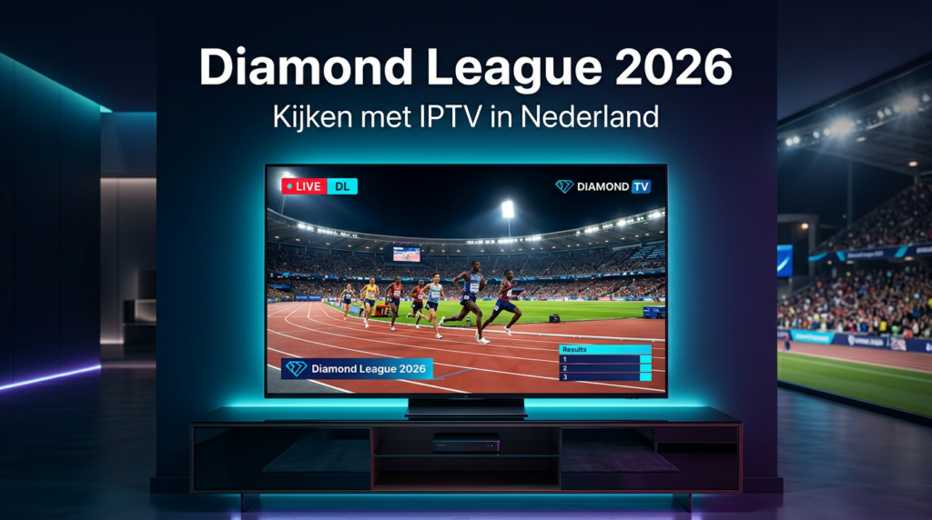 Diamond League atletiek kijken in Nederland 2026 via IPTV op een moderne 4K smart TV