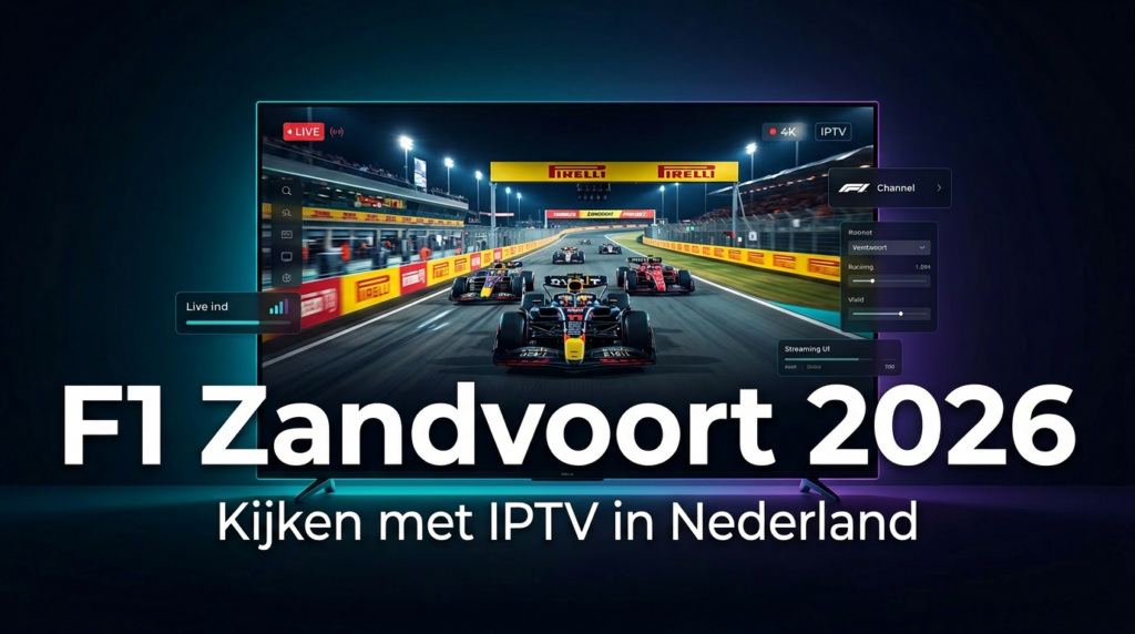 F1 Zandvoort kijken in Nederland 2026 via IPTV op een moderne 4K smart TV