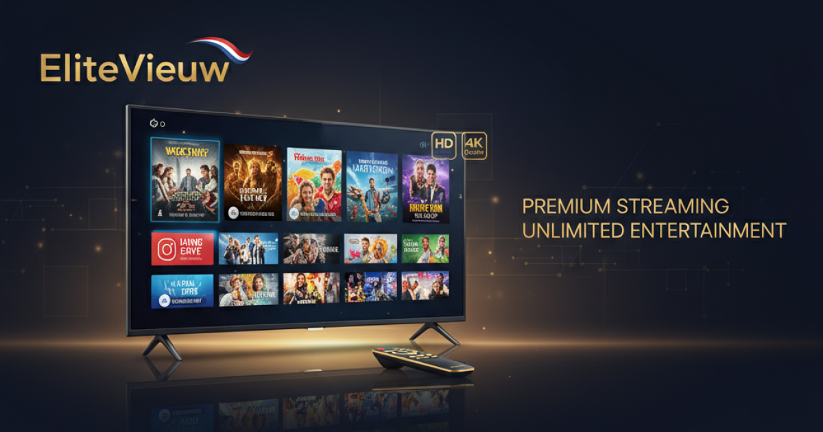 Abonnement IPTV Nederland EliteVieuw met 70000 kanalen HD 4K streaming op smart TV